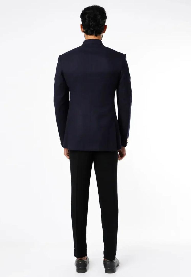 Navy Blue Rayon Jodhpuri Suit