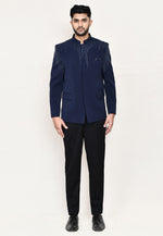 Load image into Gallery viewer, Navy Blue Rayon Jodhpuri Suit
