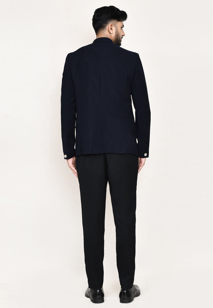 Navy Blue Rayon Jodhpuri Suit