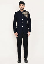 Load image into Gallery viewer, Navy Blue Rayon Jodhpuri Suit

