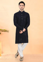 Load image into Gallery viewer, Navy Blue Rayon Kurta Pajama
