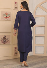 Load image into Gallery viewer, Navy Blue Rayon Kurta Set With Pent

