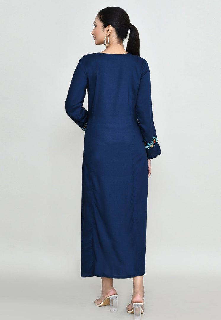 Navy Blue Rayon Long Kurti