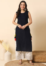 Load image into Gallery viewer, Navy Blue Rayon Long Tunic
