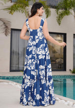 Load image into Gallery viewer, Navy Blue Rayon Printed Gown
