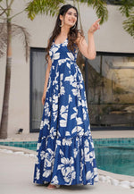 Load image into Gallery viewer, Navy Blue Rayon Printed Gown
