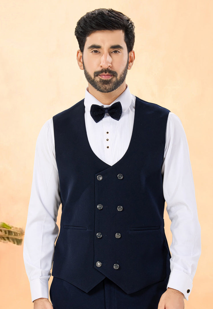 Navy Blue Rayon Tuxedos Suit