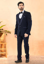 Load image into Gallery viewer, Navy Blue Rayon Tuxedos Suit
