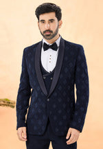 Load image into Gallery viewer, Navy Blue Rayon Tuxedos Suit
