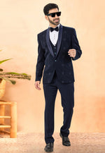 Load image into Gallery viewer, Navy Blue Rayon Tuxedos Suit

