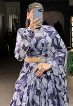 Load image into Gallery viewer, Navy Blue Silk Floral Lehenga choli
