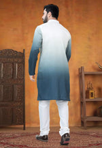 Load image into Gallery viewer, Navy Blue Silk Indo Western Suit
