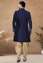 Load image into Gallery viewer, Navy Blue Silk Indo Western Suit
