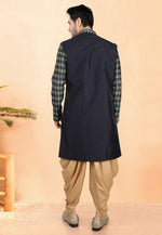 Load image into Gallery viewer, Navy Blue Silk Indo Western Suit
