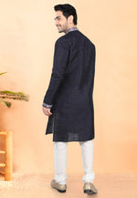 Load image into Gallery viewer, Navy Blue Silk Kurta Pajama
