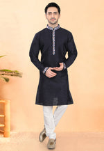 Load image into Gallery viewer, Navy Blue Silk Kurta Pajama
