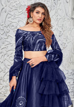 Load image into Gallery viewer, Navy Blue Silk Lehenga Choli
