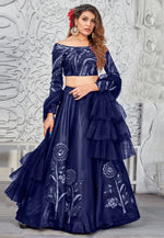 Load image into Gallery viewer, Navy Blue Silk Lehenga Choli
