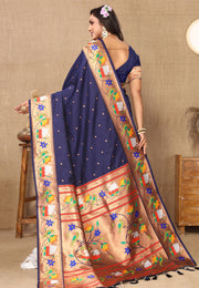 Navy Blue Silk Paithani Saree