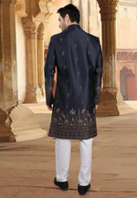 Load image into Gallery viewer, Navy Blue Silk Pakistani Sherwani
