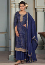 Load image into Gallery viewer, Navy Blue Silk Pakistani Suit
