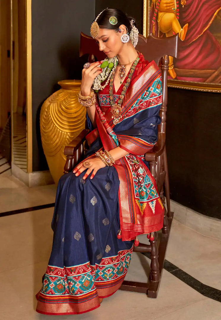 Navy Blue Silk Patola Saree