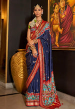 Load image into Gallery viewer, Navy Blue Silk Patola Saree