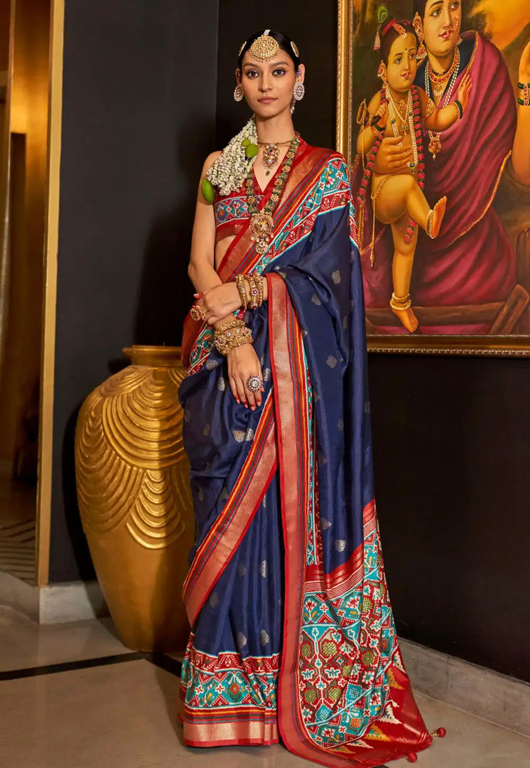 Navy Blue Silk Patola Saree