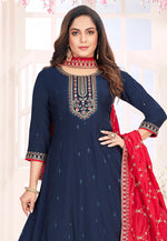 Load image into Gallery viewer, Navy Blue Silk Readymade Anarkali Suit
