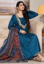 Load image into Gallery viewer, Navy Blue Silk Readymade Anarkali Suit
