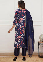 Load image into Gallery viewer, Navy Blue Silk Readymade Pakistani Suit
