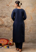 Load image into Gallery viewer, Navy Blue Silk Readymade Pant Style Suit
