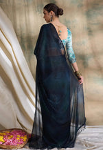 Load image into Gallery viewer, Navy Blue Silk Saree With Blouse