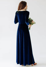 Load image into Gallery viewer, Navy Blue Velvet Gown
