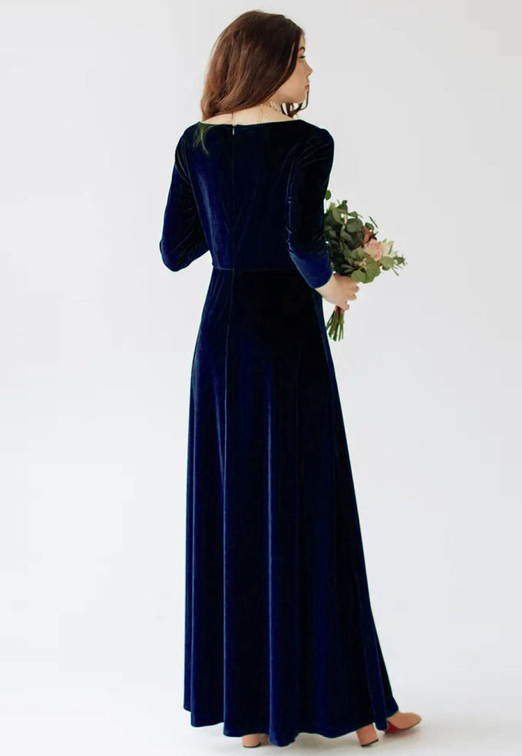Navy Blue Velvet Gown