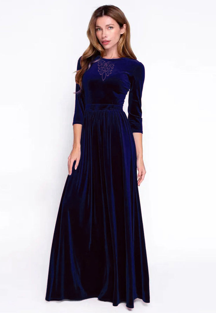 Navy Blue Velvet Gown
