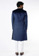 Load image into Gallery viewer, Navy Blue Velvet Indo Western Sherwani
