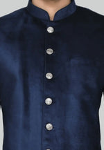 Load image into Gallery viewer, Navy Blue Velvet Indo Western Sherwani

