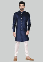 Load image into Gallery viewer, Navy Blue Velvet Indo Western Sherwani
