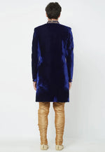 Load image into Gallery viewer, Navy Blue Velvet Indo Western Sherwani
