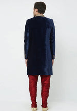 Load image into Gallery viewer, Navy Blue Velvet Indo Western Sherwani
