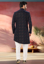 Load image into Gallery viewer, Navy Blue Velvet Indo Western Sherwani
