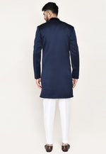 Load image into Gallery viewer, Navy Blue Velvet Jacket Style Sherwani
