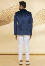 Load image into Gallery viewer, Navy Blue Velvet Jodhpuri Suit
