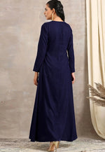 Load image into Gallery viewer, Navy Blue Velvet Kurta Set With Pent
