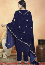 Load image into Gallery viewer, Navy Blue Velvet Pakistani Suit
