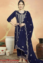 Load image into Gallery viewer, Navy Blue Velvet Pakistani Suit
