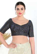Load image into Gallery viewer, Navy Blue Velvet Readymade Blouse
