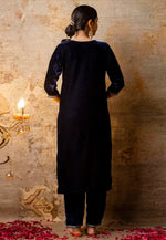 Load image into Gallery viewer, Navy Blue Velvet Readymade Pakistani Suit

