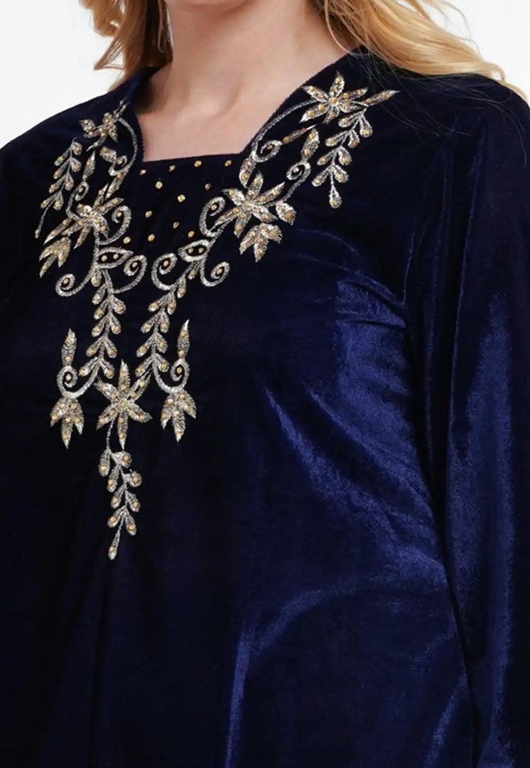 Navy Blue Velvet Readymade Pakistani Suit